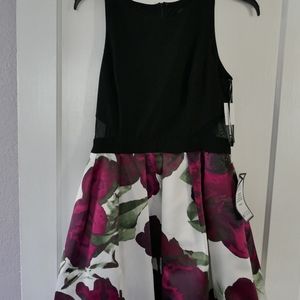New Black and Floral Minidress- Size 14